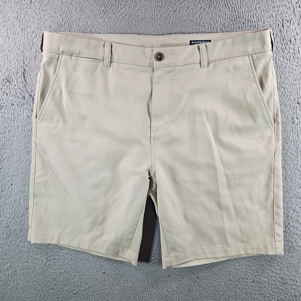 Mizzen+Main Baron Short Mens 38 Khaki Performance Stretch Chino 9 Inch Inseam